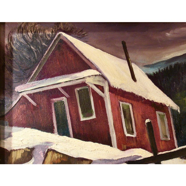 Impressionist Charles Frederick Surendorf Landscape With Farm House In Winter C. 1950 Painting For Sale - Image 3 of 6