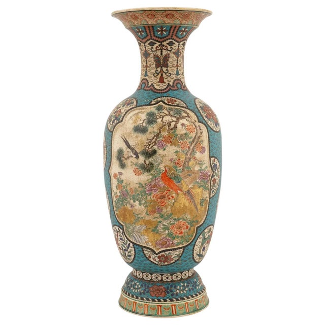 Large Japanese Cloisonne Enamel Meiji Totai Shippo Vase, Kinkozan School For Sale - Image 10 of 10