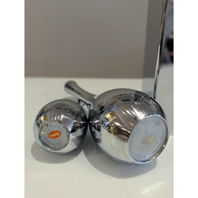 1970s–80s Japanese Chrome Bud Vases & Rectangular Vessel, Set of 3 For Sale In San Francisco - Image 6 of 7