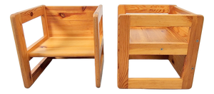 Pine Children's Table Chairs attributed to Marcel Gascoin, France, 1970s, Set of 2