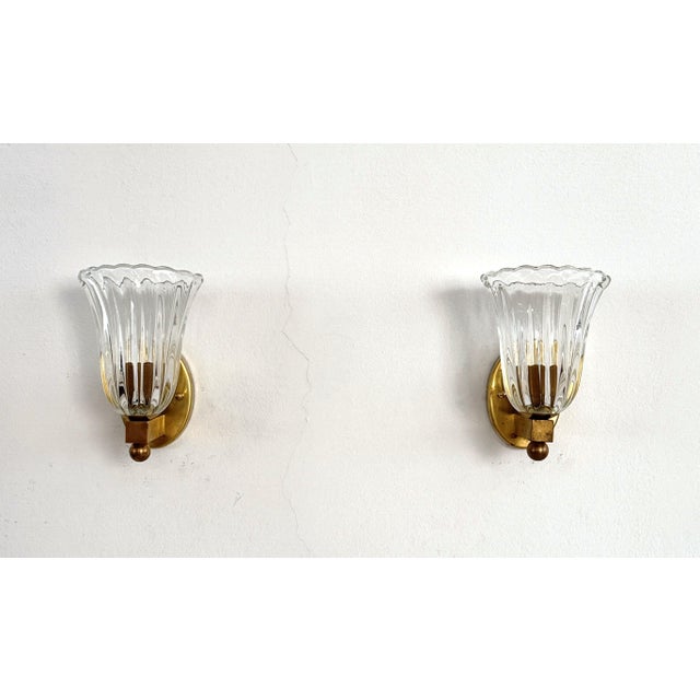 Vintage Italian Brass and Murano Glass Wall Sconces, 1990s, Set of 2 For Sale - Image 17 of 17
