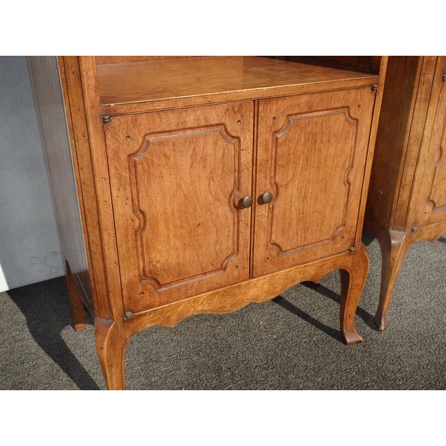 Wood Pair of Antique French Louis XVI Brown Nightstands W Brass Hardware For Sale - Image 7 of 17