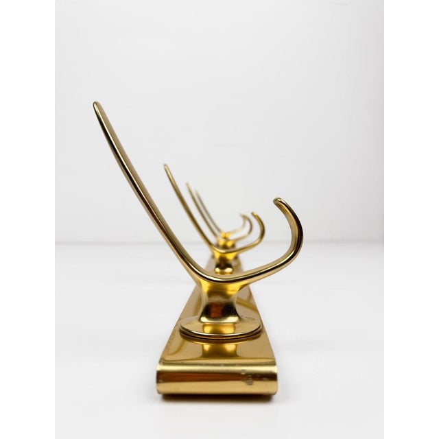 Metal Mid-Century Gilt Metal Wall Coat Rack with 4 Hooks, 1960s For Sale - Image 7 of 18