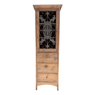 Column Storage Unit with Sculpted Metal Door, 1890s For Sale