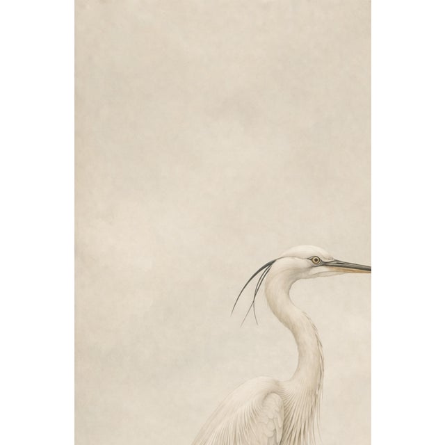 Not Yet Made - Made To Order White Egret Coastal Study, Minimalist Bird Wall Art Print, 24″ × 36″ For Sale - Image 5 of 9