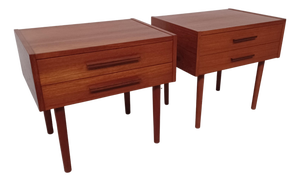 Fully Restored Danish Teak Nightstands, 1970s, Set of 2