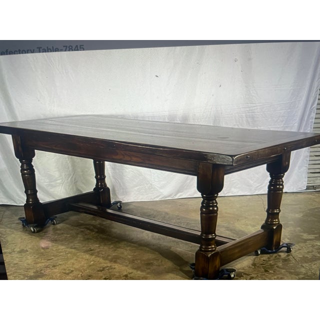 1890's English Oak Refractory Farm Table For Sale - Image 4 of 8