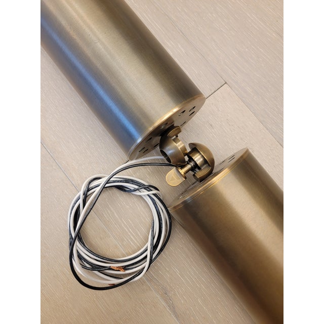 Brass Apparatus Studio Cylinder Pendant Light in Aged Brass & Leather For Sale - Image 8 of 18