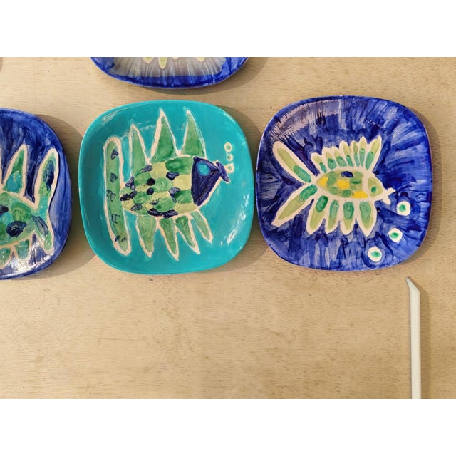 Vintage Ceramic Plates from Vallauris, 1960s, Set of 6 For Sale - Image 3 of 6