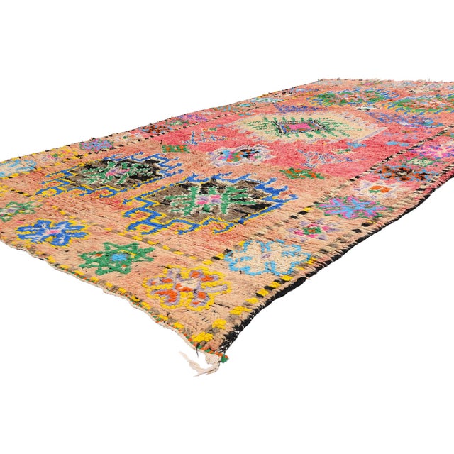 21893 Vintage Boujad Moroccan Rug, 05'10 x 11'07. The Blushing Caravan: A Vintage Boujad Moroccan Masterpiece of Sacred...