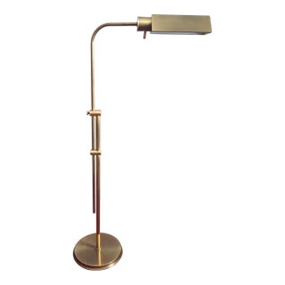 C 1970 Frederick Cooper Brass Bankers Style Adjustable Floor Lamp For Sale