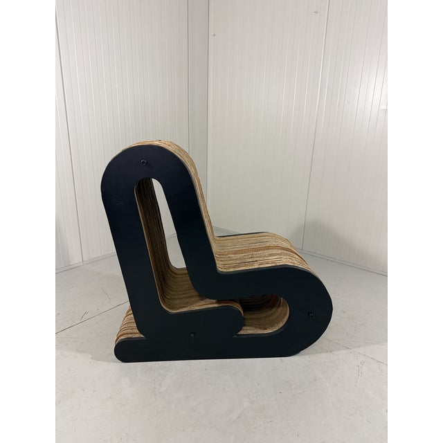 Black Sculpted Cardboard and MDF Lounge Chair, 1990s For Sale - Image 8 of 18