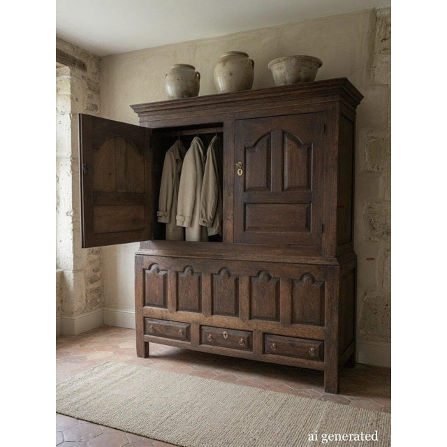 18th Century Georgian Welsh Oak Country Press For Sale - Image 12 of 13