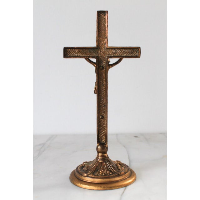 Vintage Bronze Freestanding Crucifix For Sale - Image 9 of 11