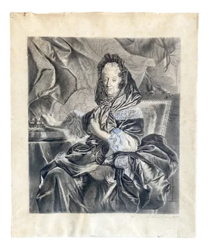 After Rigaud, Portrait of Marie Nemours Orleans, 1891, Pencil on Paper, Framed