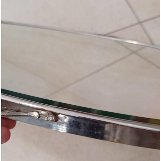 1970s Mid-Century Oval Wall Mirror in Brass with Angel Friezes, Italy, 1977 For Sale - Image 5 of 11