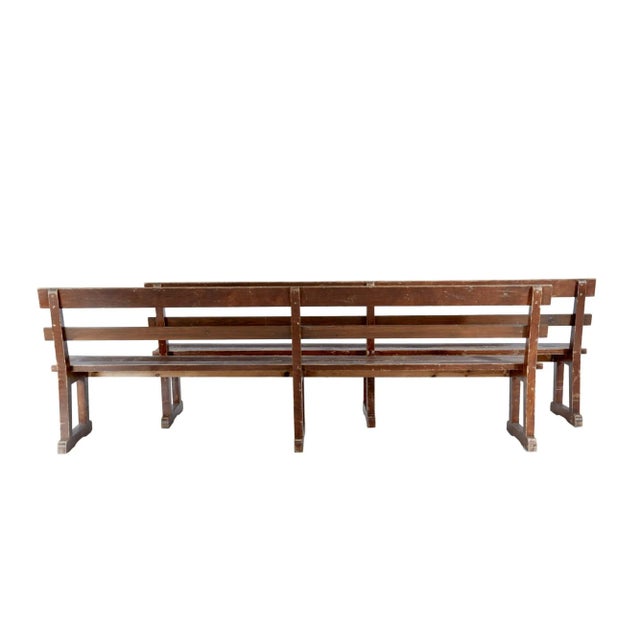 Wood Set of Scandinavian Painted Pine Benches For Sale - Image 7 of 9