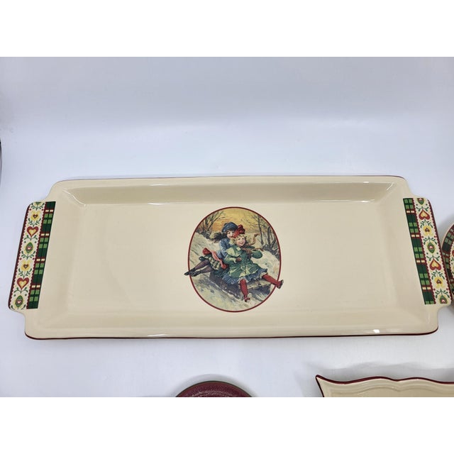 Cream Saint Petersburg Collection Christmas Service from Niderviller Earthenware, France, 1990s, Set of 7 For Sale - Image 8 of 16