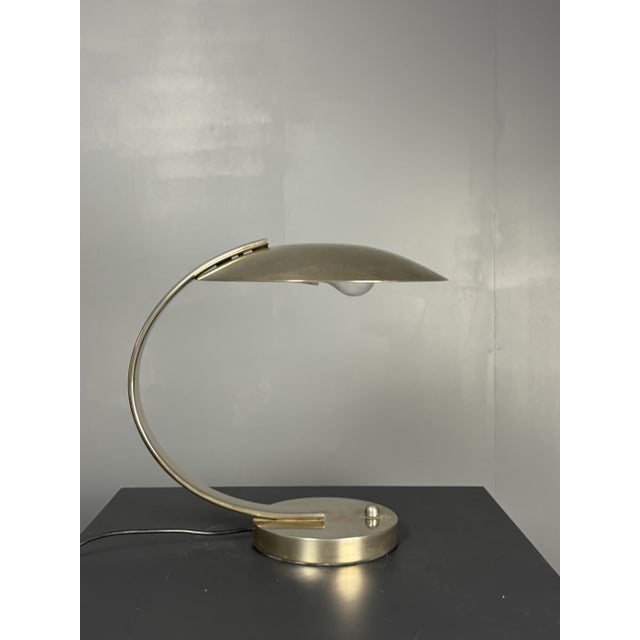 French Art Deco Nickel Arc Table Lamp by Pierre Disderot for Soka, France, 1970s For Sale - Image 9 of 17