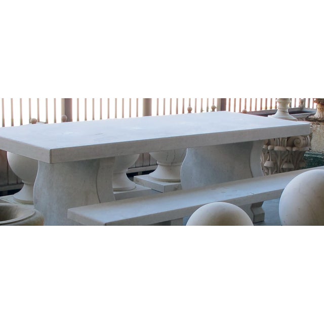 French Custom French Limestone Trestle Table With Lyre-Form Supports For Sale - Image 3 of 4