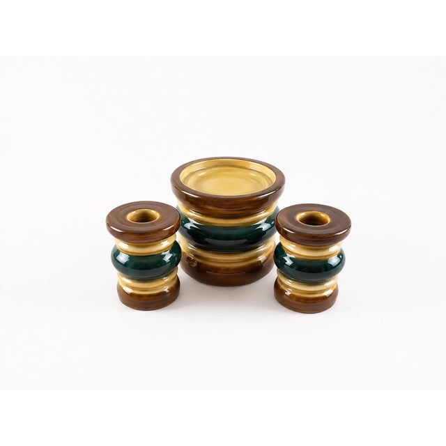 Scandinavian Modern Model KB 301 Candlesticks in Ceramic from Gabriel Sweden Rings, 1970s, Set of 3 For Sale - Image 4 of 7