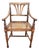 Antique English Anglo - Indian Carved & Inlaid Caned Seat Desk Armchair For Sale