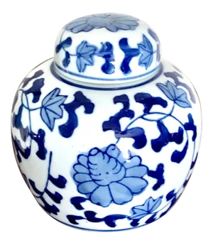 Classic Small Vintage Blue and White Chinoiserie Ginger Jar