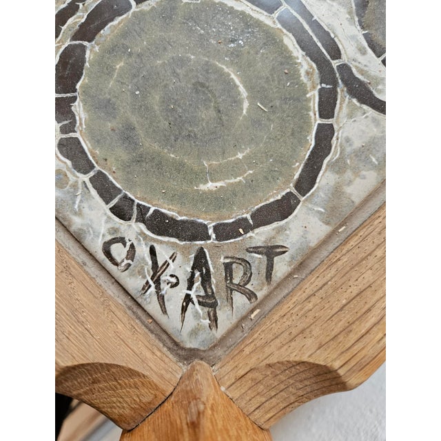 Metal Danish Oak Coffee Table with Ceramic Art Tiles by Henry Kjærnulf for EG Kvalitetsmöbel, 1960s For Sale - Image 7 of 9