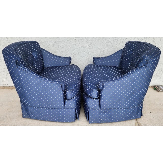 Vintage Hollywood Regency Accent Slipper Armchairs Pair For Sale - Image 4 of 18