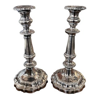 Silver Plated Candlesticks With Round Bases For Sale