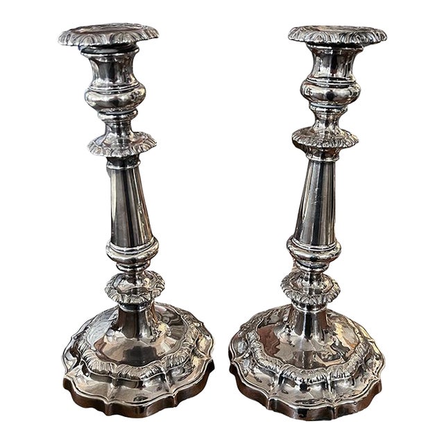 Silver Plated Candlesticks With Round Bases For Sale