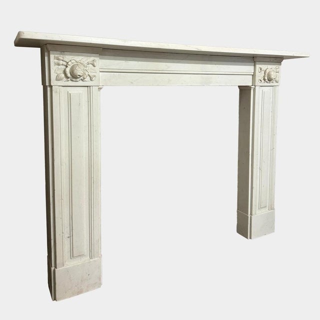 White Large Antique Statuary White Marble Regency Fireplace Mantel, 1830 For Sale - Image 8 of 10