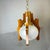 Mid-Century Modern Scandinavian Style Wood and Striped Glass Hanging Lamp, 1970s For Sale - Image 3 of 16