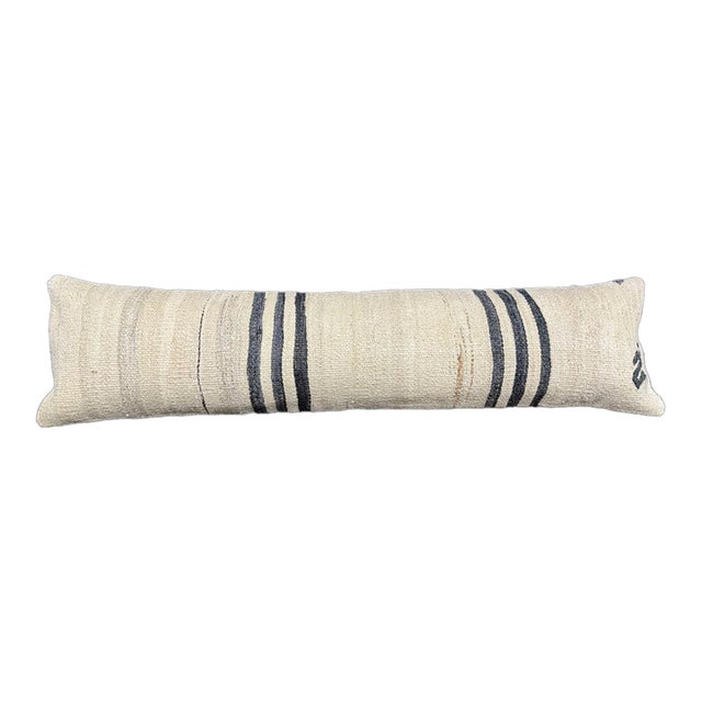 Turkish Hemp Pillow Cushion Natural Beige Black Cushion Cover 12x46 For Sale