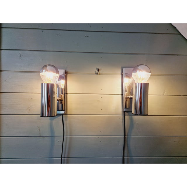 Tubular Wall Lights in Chrome Metal, 1970s, Set of 2 For Sale - Image 11 of 17