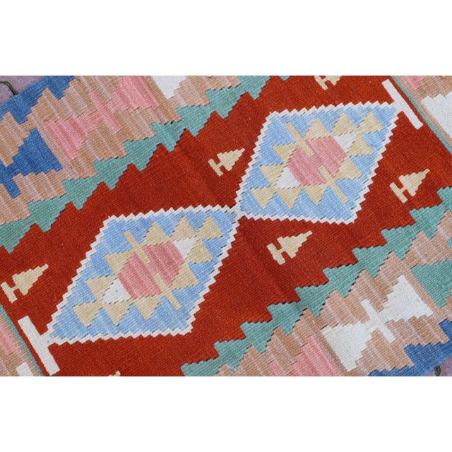 Almond 1990s Scandinavian Blue Cappadocia Kilim Rug For Sale - Image 8 of 9