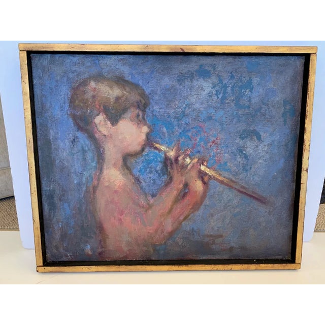 1960s Painting of Boy Playing a Flute For Sale - Image 9 of 9