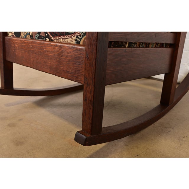 J. M. Young & Sons Antique Mission Oak Arts & Crafts Rocking Chair, Circa 1900 For Sale - Image 9 of 13