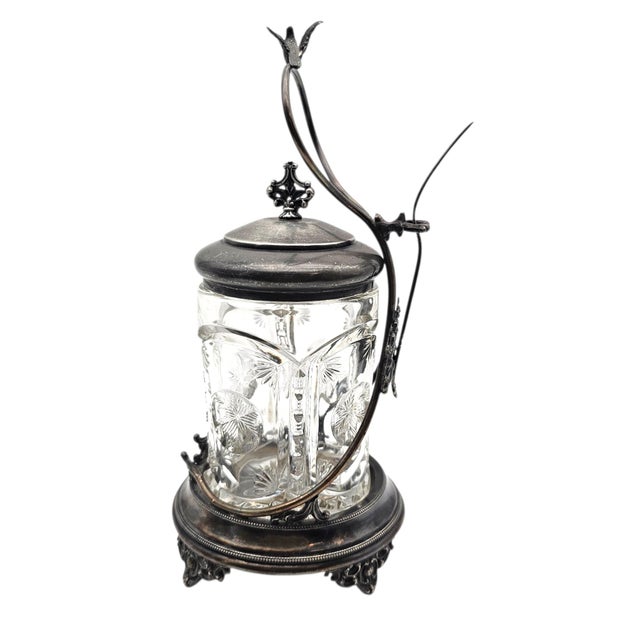 Metal Late 19th Century Rockford Silver Plate Figural Bird Pickle Castor With Cut Glass Jar For Sale - Image 7 of 18