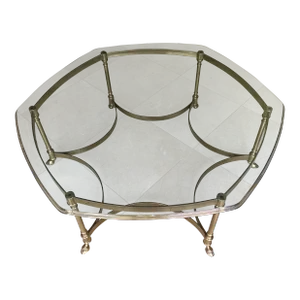 1970s Regency Footed Brass Cocktail Table