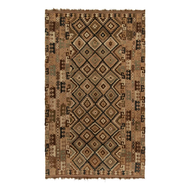 Beige Vintage Afghani Kilim Rug in Beige-Brown, Teal and Black Tribal Pattern For Sale - Image 8 of 8