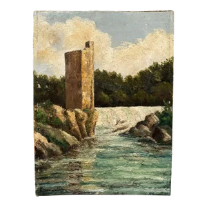 1941 Oil Painting French Impressionist Waterfall by Maurice Martin (1894-1978)