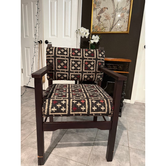 Abstract GreenRow Eira Kilim Wool Upholstered Accent Armchair For Sale - Image 3 of 3