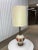 Quartite Creative Corp. Mid-Century Modern Tall Glazed Ceramic Painted Single Gourd Table Lamp and Barrel Shade - a Pair For Sale - Image 4 of 13
