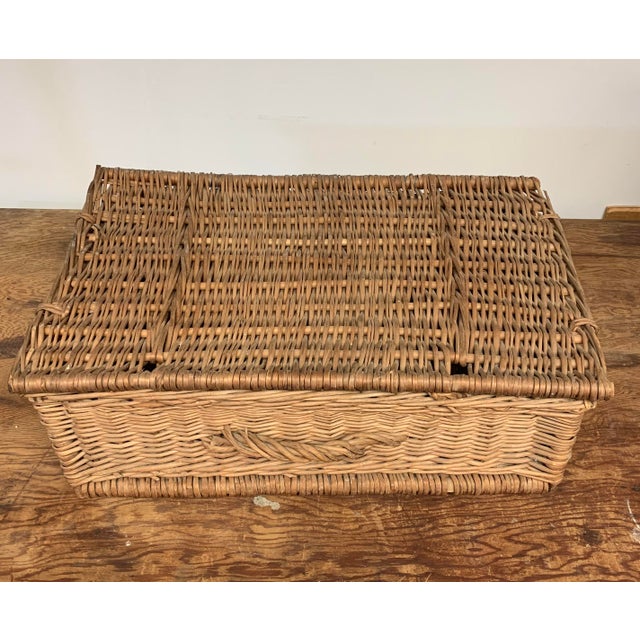 Rustic European Vintage Willow Wicker Hamper French Basket #1 For Sale - Image 3 of 9
