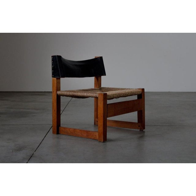Vintage Dutch Low Chair with Rush Seating, 1960s For Sale - Image 3 of 14