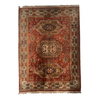 Antique Wool Rug with Designs on Red Background, 1900s For Sale