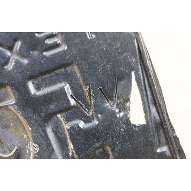 Red Vintage Motorcycle Biker License Plate Wall Art Plaque Artwork Sculpture 26" For Sale - Image 8 of 10