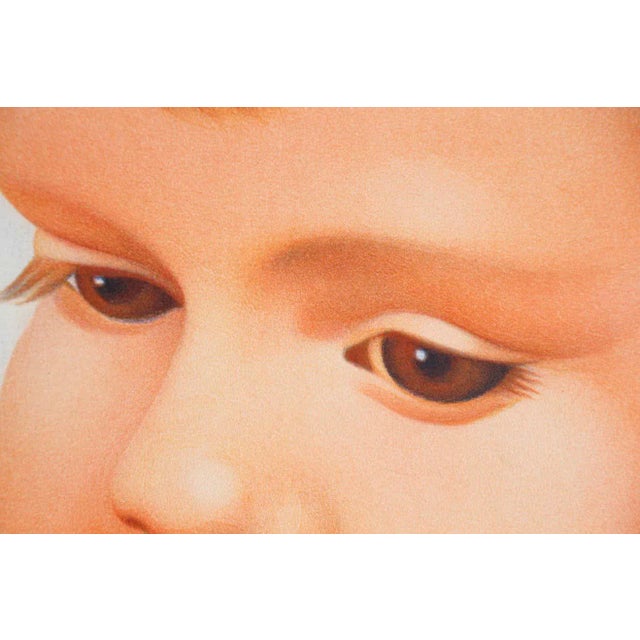 Art Deco Vintage Poster Swiss Schaffhauser Wolle Wool Yarn Knitting 1934 Baby Blue For Sale - Image 3 of 13