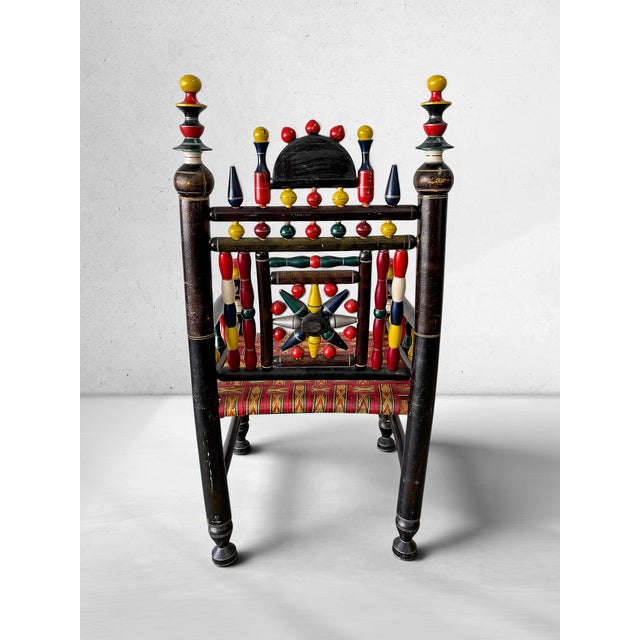 Wood Vintage Pakistani Ceremonial / Punjabi Wedding Chair For Sale - Image 7 of 9